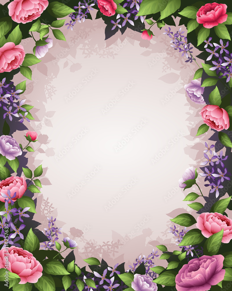flowers / background with colourful flowers and empty text space 