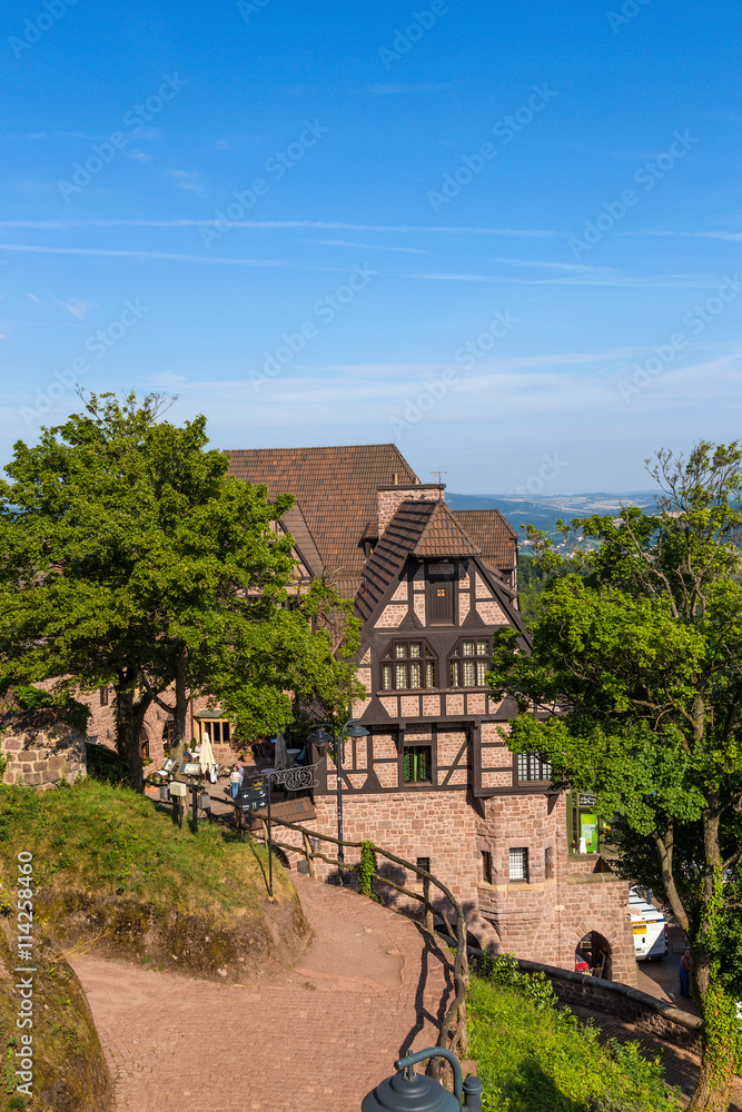 Wartburg Castle, Germany. Ancient buildings adjacent to the castle