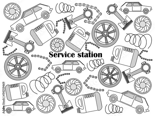 Service station colorless set vector