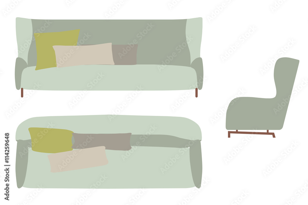 Sofas Set. Furniture for Your Interior Design. Flat Vector Illustration ...