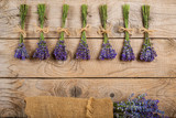 Still life with lavender on an old rustic wooden table