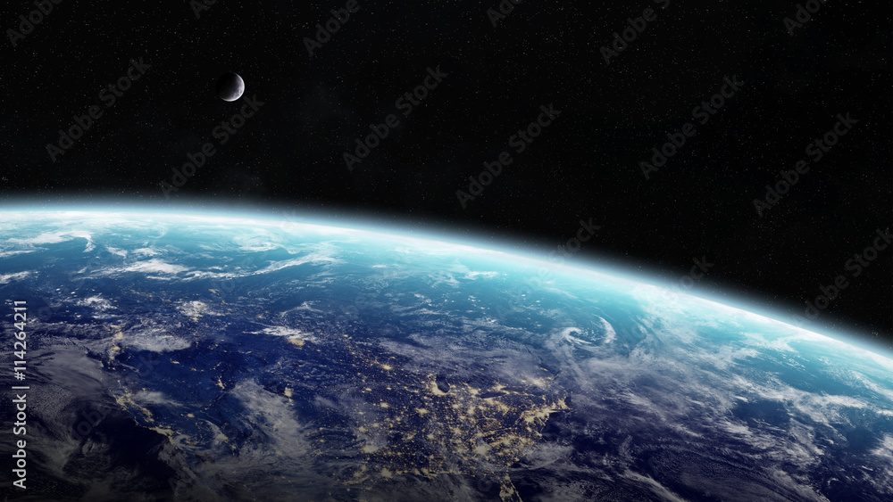 Obraz premium Sunrise over planet Earth in space