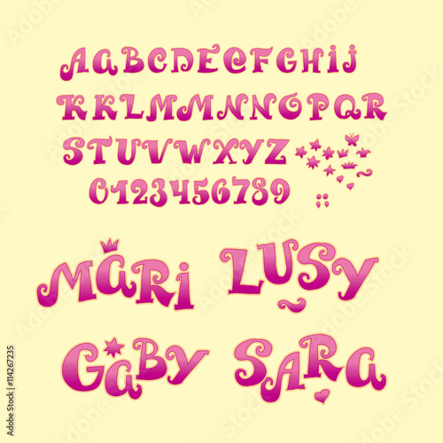 fairy tale princess lettering. vector illustration