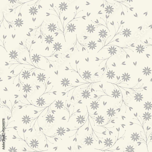Elegant seamless pattern with flowers and petals on ivory backgr