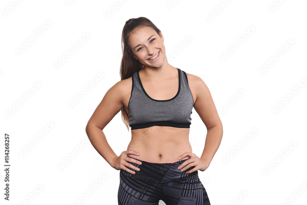 Portrait of beautiful and athlete young woman. Portrait of beautiful and athlete young woman.