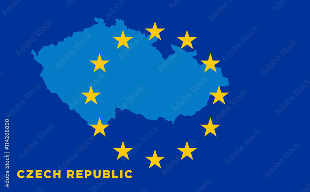 Flag of European Union with Czech Republic on background Flag of European Union with Czech Republic on background