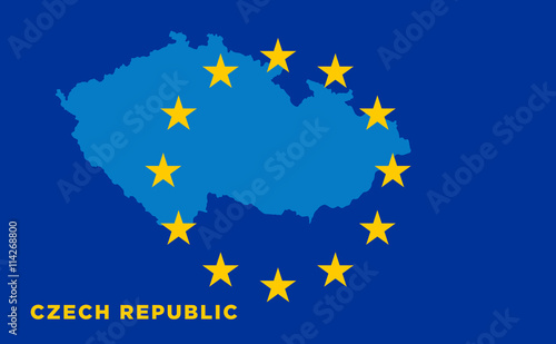 Flag of European Union with Czech Republic on background