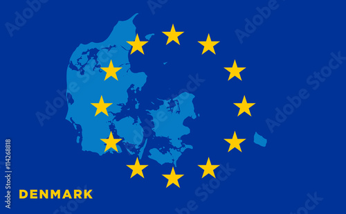 Flag of European Union with Denmark on background