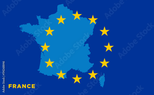 Flag of European Union with France on background