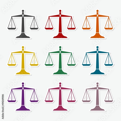 Vector scales of justice sticker set