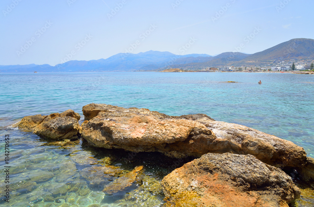 Rocks on the coast of Cretan Sea.