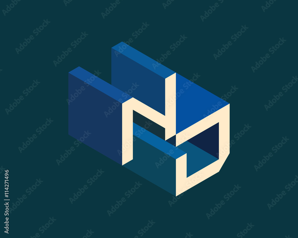 ND isometric 3D letter logo. three-dimensional stock vector alphabet font typography design. ND isometric 3D letter logo. three-dimensional stock vector alphabet font typography design.