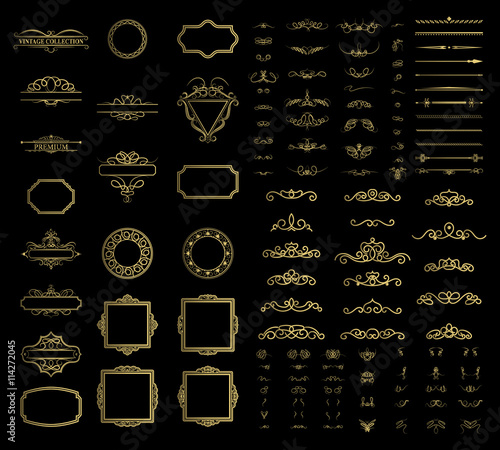 Wicker lines and old decor elements in vector.