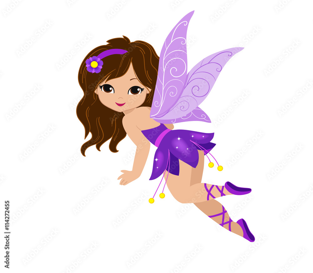 Illustration of a beautiful purple fairy in flight. Illustration of a beautiful purple fairy in flight.