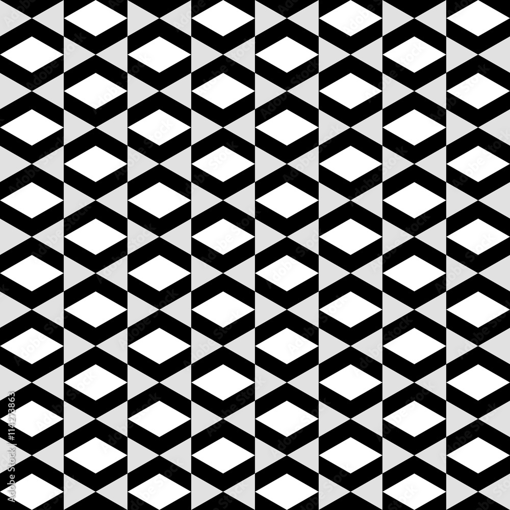 Geometric pattern with white grey and black rhombus