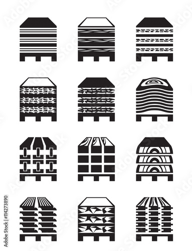 Wood materials in pallets - vector illustration