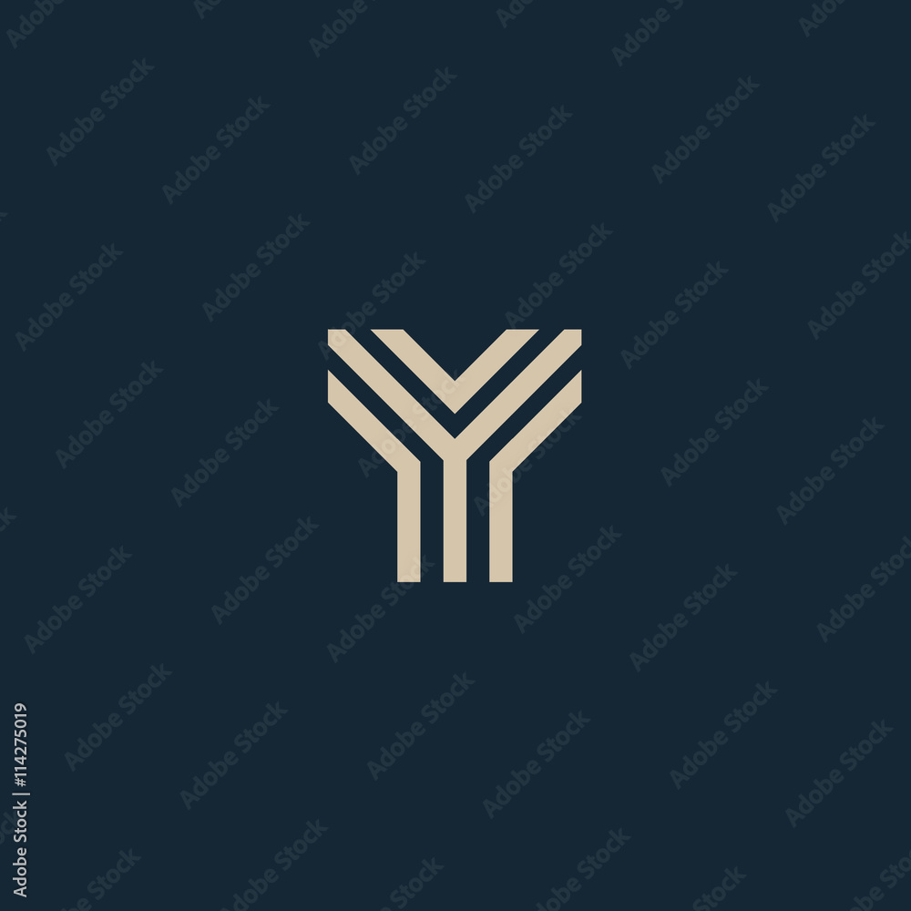 Unusual geometric letter Y. Architecture vector logo. Isolated monogram. - obrazy, fototapety, plakaty 