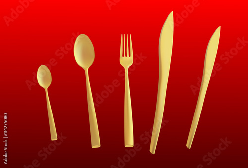Cutlery set with Fork  Knife and Spoon isolated vector