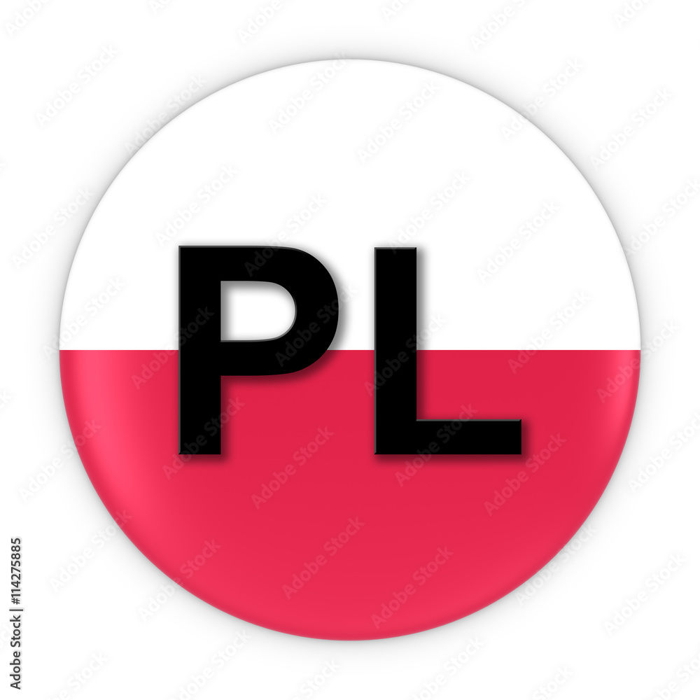 Poland Flag Button with Two Letter Country ISO Code 3D Illustration Poland Flag Button with Two Letter Country ISO Code 3D Illustration