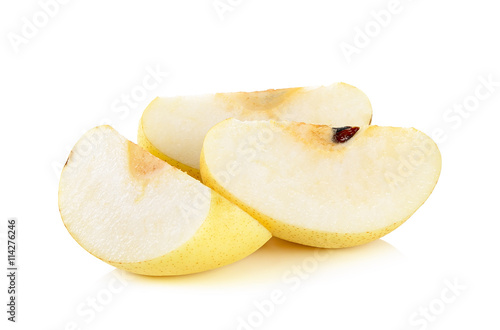 Sliced yellow pear isolated