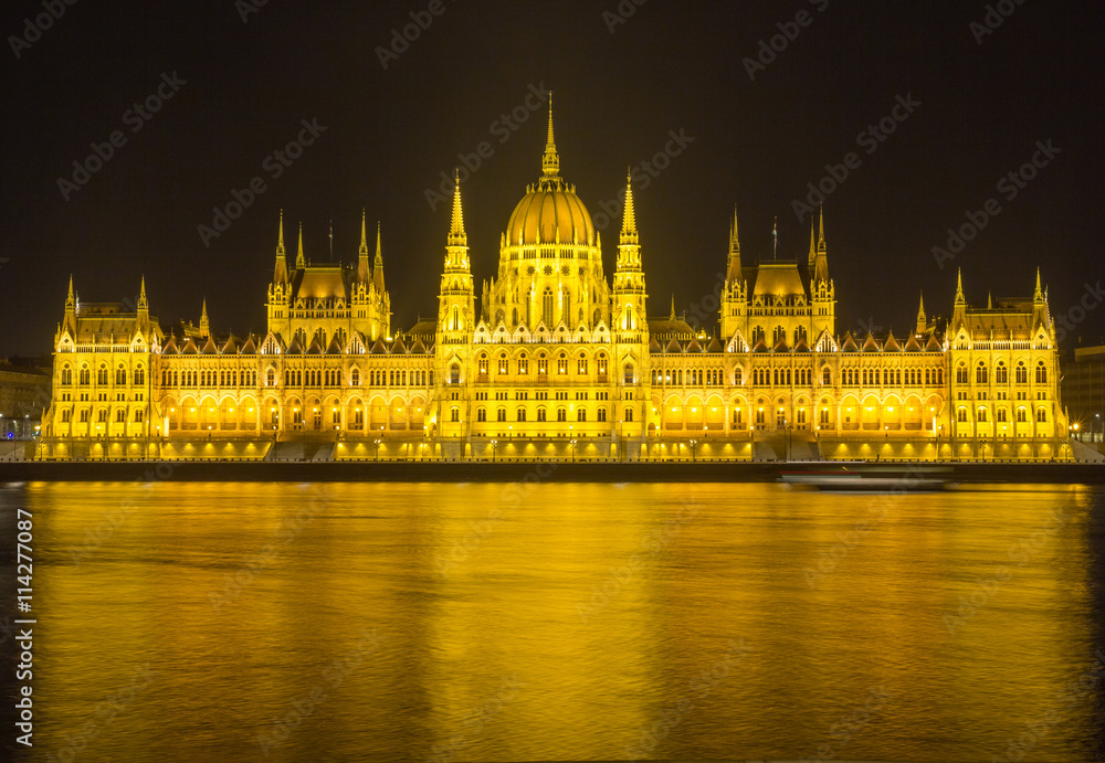 Budapest, Hungarian Parliament Building at Dusk