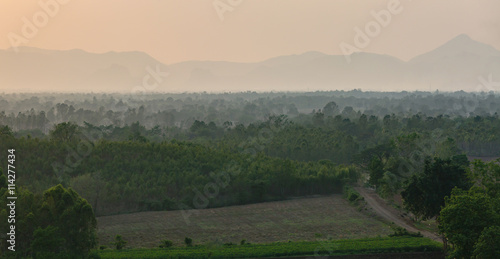 Sunset from Phetchabun Mountains , on the lumkong dam in Thailan