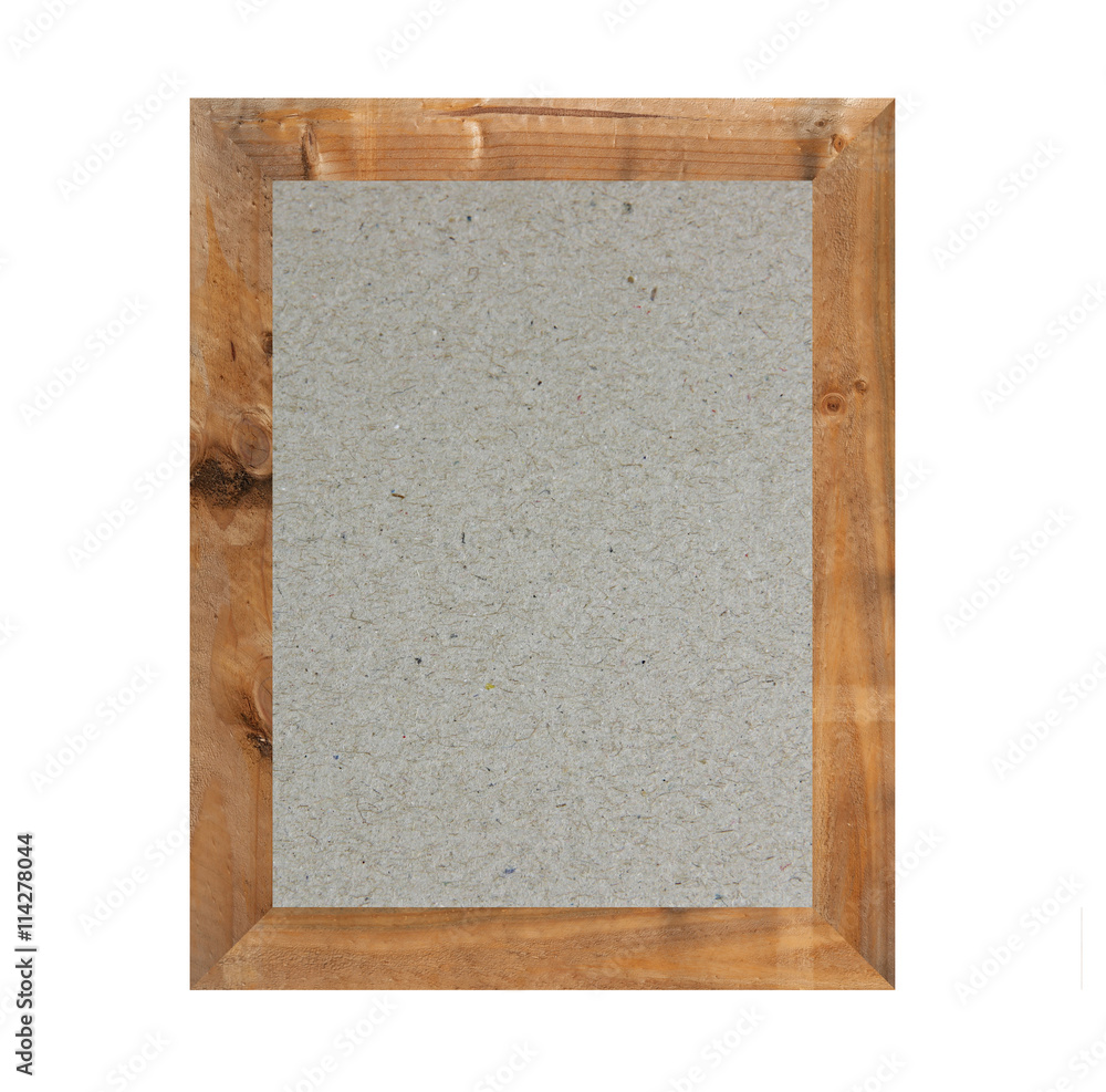 Fototapeta premium Old wooden frame isolated and have brown paper background.