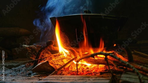 Hot pot on the fire smoke in room