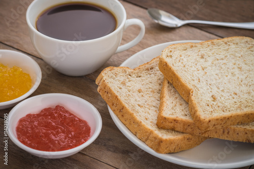 Wallpaper Mural Whole wheat bread with jam and coffee cup Torontodigital.ca