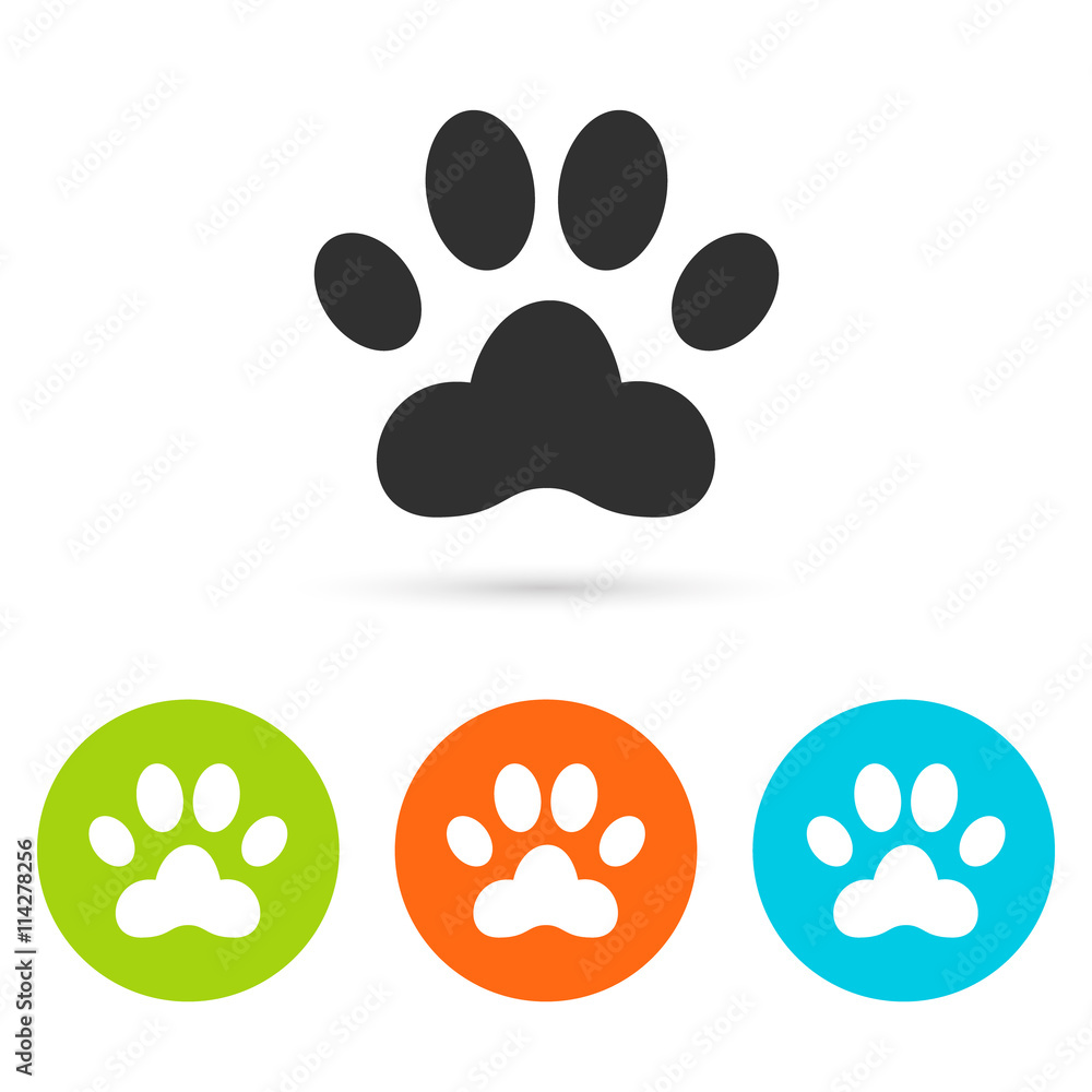 Dog paw icon. flat symbol. art illustration. sign. graphic . icons in circles. Round buttons for web. Dog paw icon. flat symbol. art illustration. sign. graphic . icons in circles. Round buttons for web.