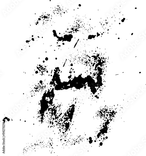 Abstract ink drops background. Black and white vector grunge texture.