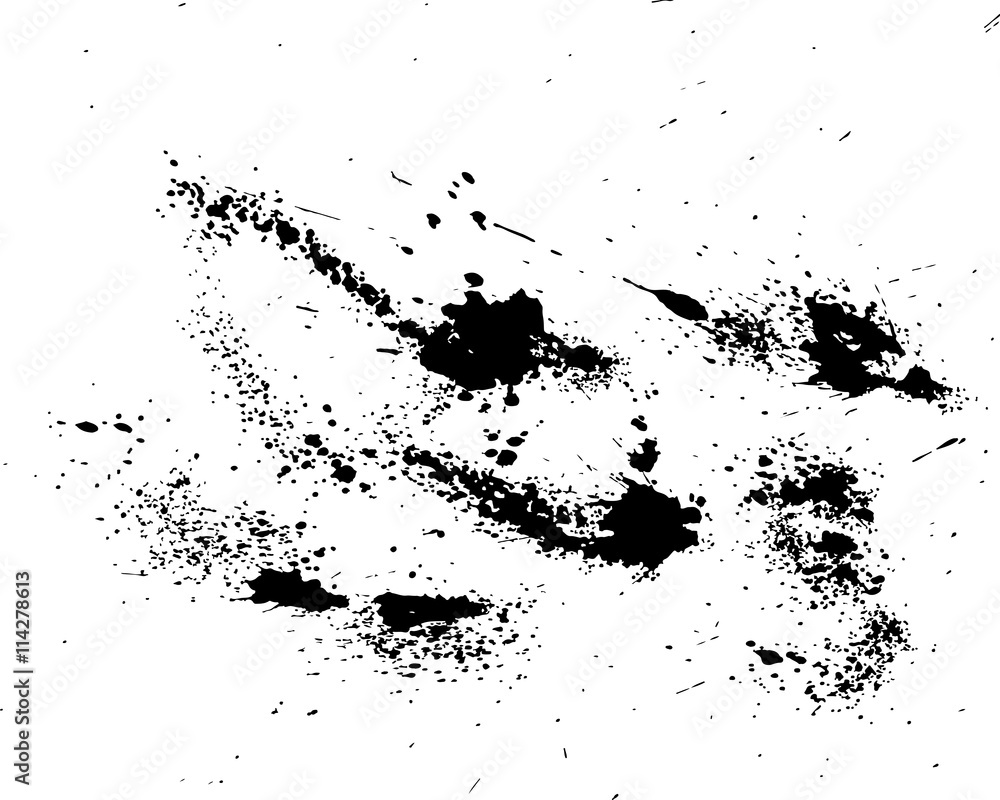 Abstract ink drops background. Black and white vector grunge texture.