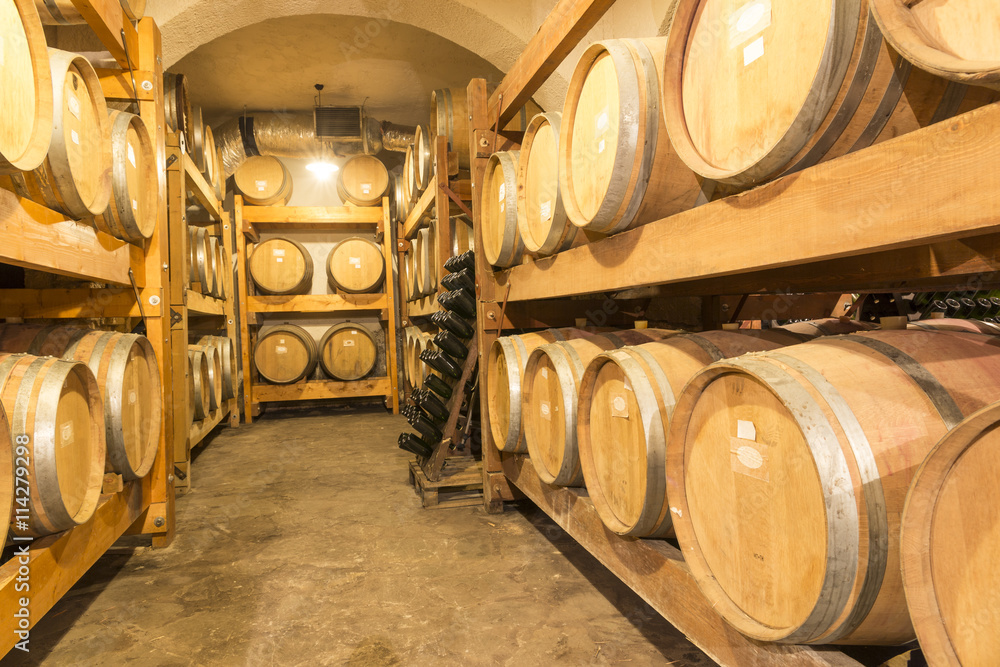 winery, wine , bottles, barrels wooden