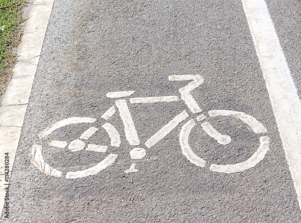 Bicycle symbol on street, bike lane, road for bicycles(select focus symbol Bicycle) Bicycle symbol on street, bike lane, road for bicycles(select focus symbol Bicycle)