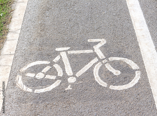 Bicycle symbol on street, bike lane, road for bicycles(select focus symbol Bicycle)