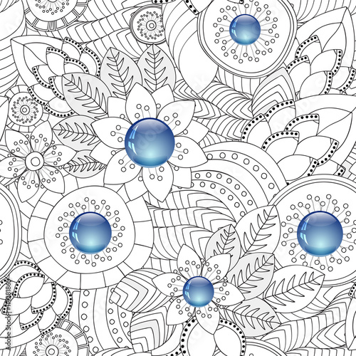 stock vector floral seamless doodle pattern. decorative element
