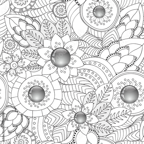 stock vector floral seamless doodle pattern. decorative element