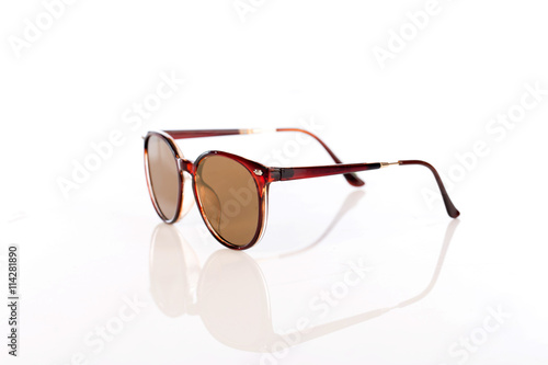 Sunglasses on white background ,selective focus