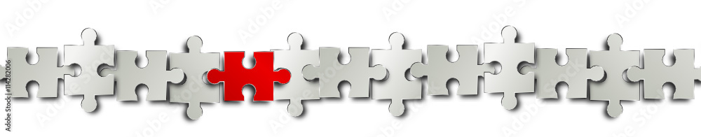 Puzzle Teile Elemente Reihe Rot Band Banner Puzzle Teile Elemente Reihe Rot Band Banner