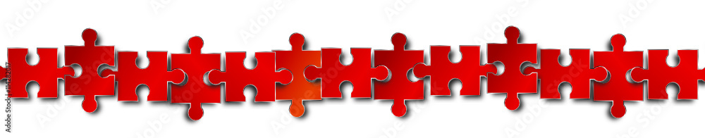 Puzzle Teile Elemente Reihe Rot Band Banner Puzzle Teile Elemente Reihe Rot Band Banner