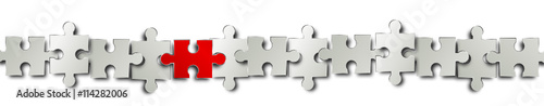 Puzzle Teile Elemente Reihe Rot Band Banner