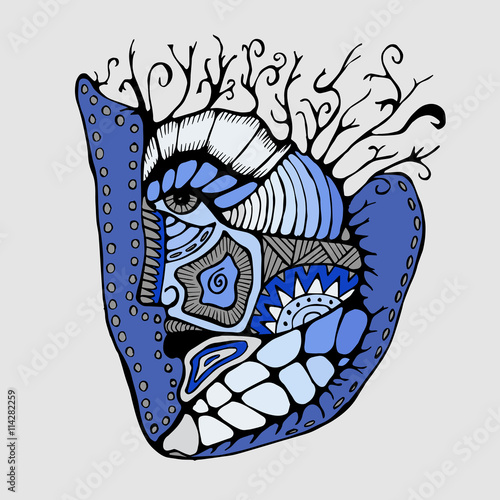 stock vector abstract face. doddle pattern. background