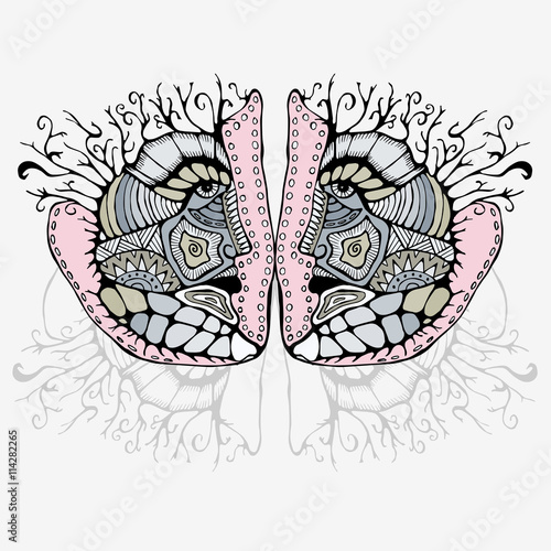 stock vector abstract face. doddle pattern. background