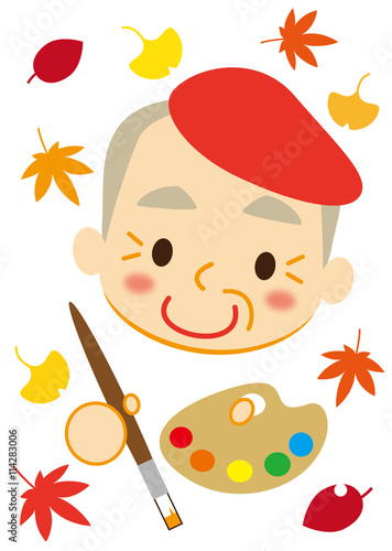 芸術の秋　絵を描くお爺ちゃん