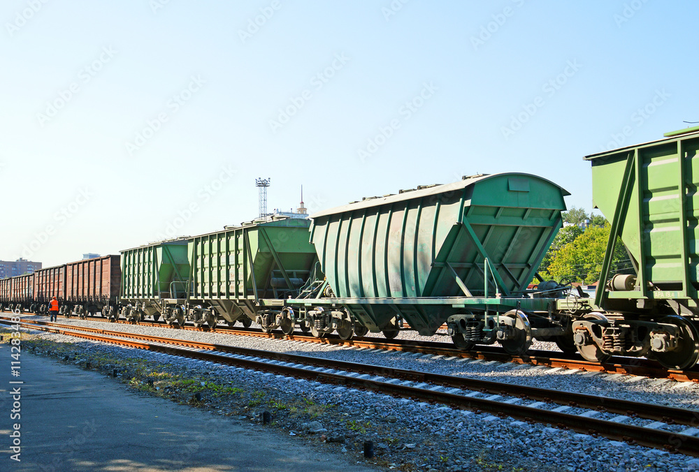 Naklejka premium Грузовые железнодорожные вагоны