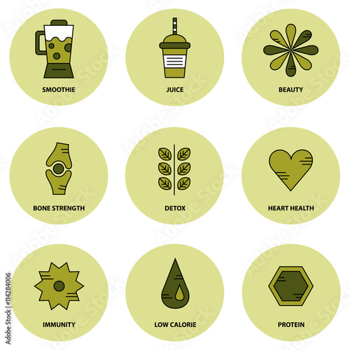 Smoothie therapy vector icon set 