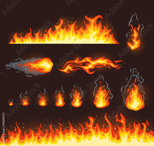 Collection of vector fire illustrations