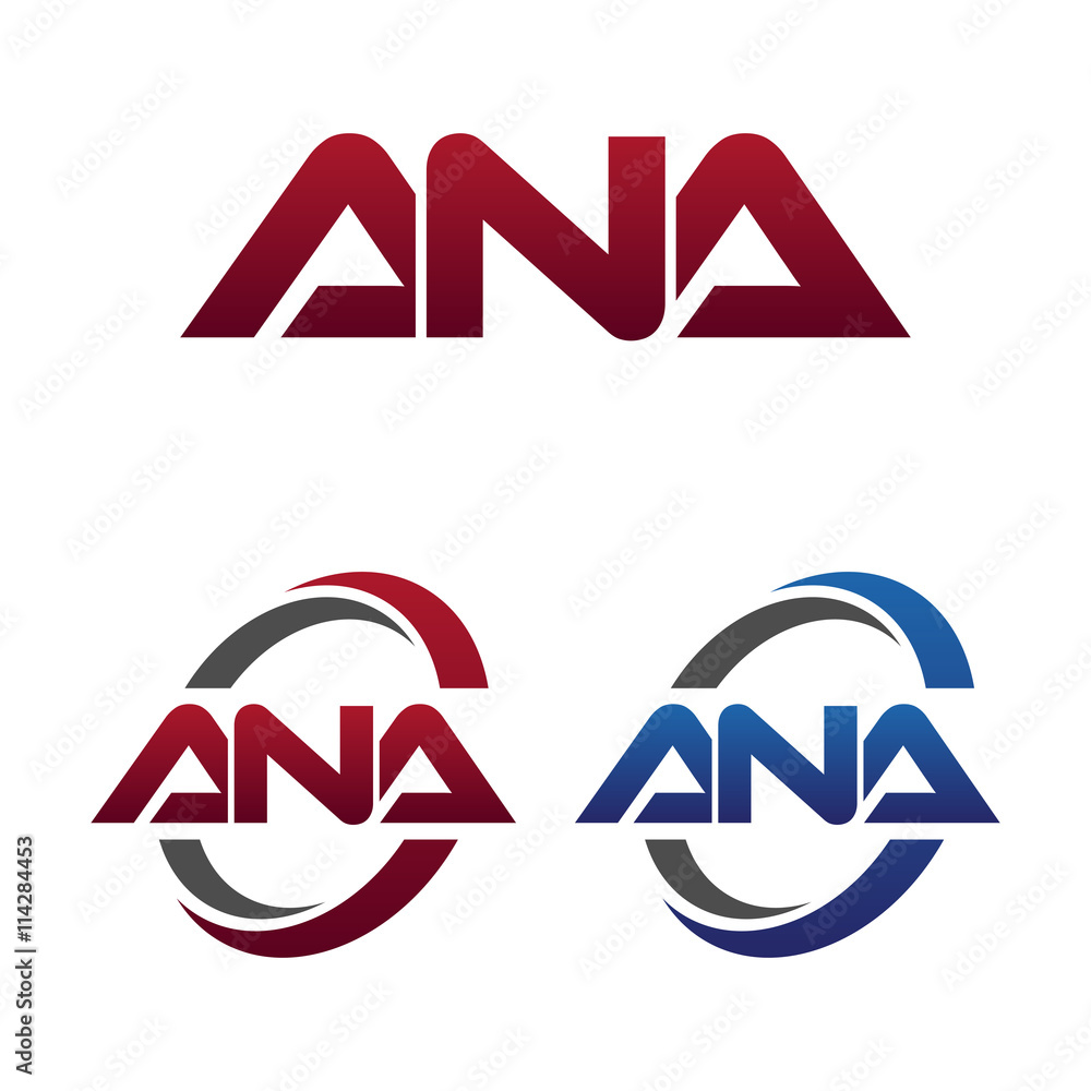 Modern 3 Letters Initial Logo Vector Swoosh Red Blue Ana Stock Vector Adobe Stock