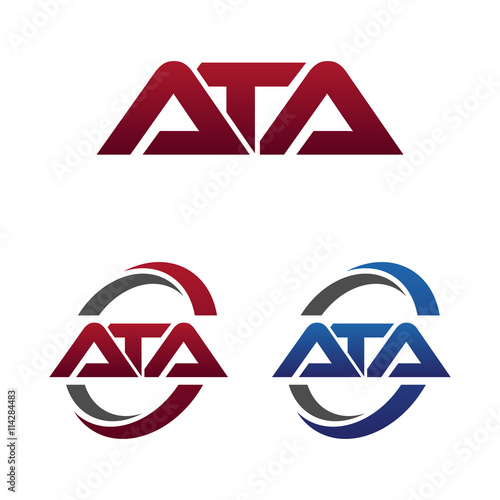Fotografiet Modern 3 Letters Initial logo Vector Swoosh Red Blue ata