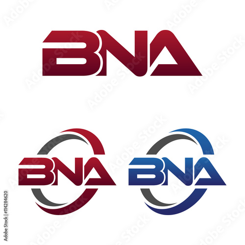 Modern 3 Letters Initial logo Vector Swoosh Red Blue bna photo